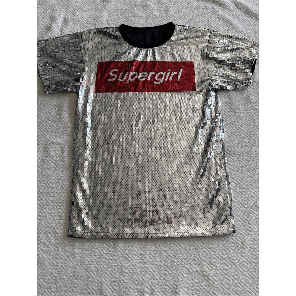 SUPERGIRL T Shirt Custom Sequin Size XL